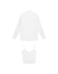 Striped Button Down Shirt Blouse with Ruched Cami Bra Top Set Wear