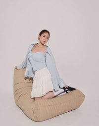 Striped Button Down Shirt Blouse with Ruched Cami Bra Top Set Wear