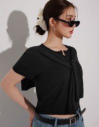 Knit Shawl Short Sleeve Crop Cardigan Top