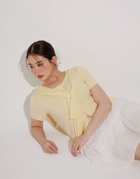 Knit Shawl Short Sleeve Crop Cardigan Top