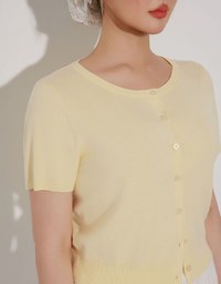 Knit Shawl Short Sleeve Crop Cardigan Top