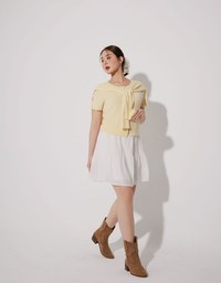 Knit Shawl Short Sleeve Crop Cardigan Top