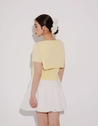 Knit Shawl Short Sleeve Crop Cardigan Top