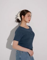 毛巾繡品牌 LOGO短袖羅紋針織衫