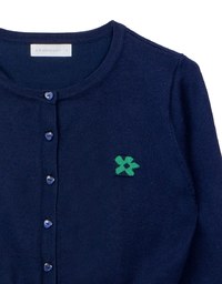 Preppy School Girl Basic Flower Long Sleeve Cardigan Knit Top