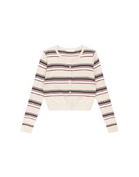 Contrast Striped Knit Button Up Cropped Cardigan