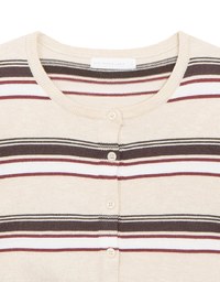 Contrast Striped Knit Button Up Cropped Cardigan