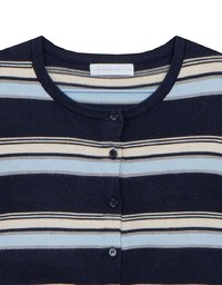 Contrast Striped Knit Button Up Cropped Cardigan