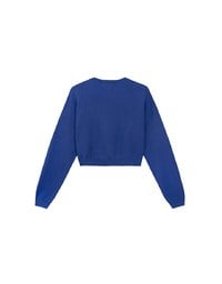 Fuzzy Letter Embroidered Cropped Knit Sweater