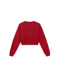 Fuzzy Letter Embroidered Cropped Knit Sweater