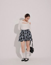 Asymmetrical Cut Out Ribbed Knit Long Sleeve Top