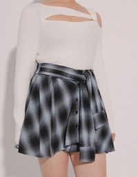Asymmetrical Cut Out Ribbed Knit Long Sleeve Top