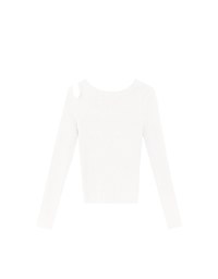 Asymmetrical Cut Out Ribbed Knit Long Sleeve Top