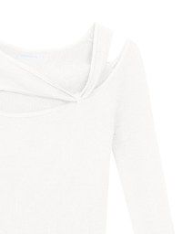 Asymmetrical Cut Out Ribbed Knit Long Sleeve Top