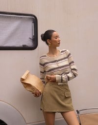 2 Way Convertible Cargo Style Skort with Button Closure