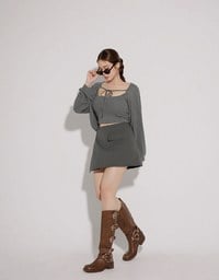 2 Way Convertible Cargo Style Skort with Button Closure