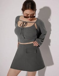 2 Way Convertible Cargo Style Skort with Button Closure