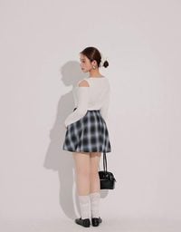 Patchwork Plaid Tie Up A Line Mini Skirt