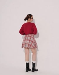 Patchwork Plaid Tie Up A Line Mini Skirt