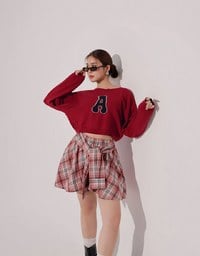 Patchwork Plaid Tie Up A Line Mini Skirt
