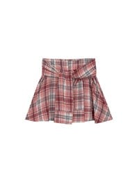 Patchwork Plaid Tie Up A Line Mini Skirt