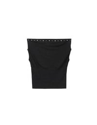 Off Shoulder Studded Detail Crop Fitted Top