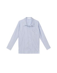 Oversized Striped Long Sleeve Shirt with Single Pocket
