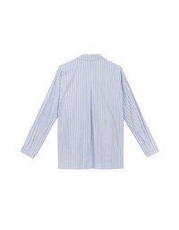 Oversized Striped Long Sleeve Shirt with Single Pocket