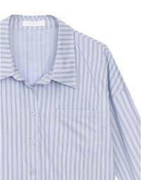 Oversized Striped Long Sleeve Shirt with Single Pocket