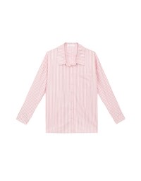 Oversized Striped Long Sleeve Shirt with Single Pocket