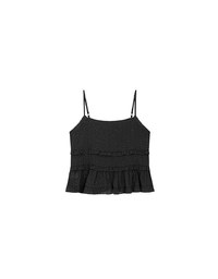 Ruffle Trim Polka Dot Spaghetti Strap Camisole Top