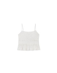 Ruffle Trim Polka Dot Spaghetti Strap Camisole Top
