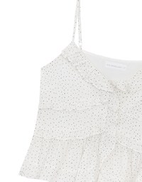 Ruffle Trim Polka Dot Spaghetti Strap Camisole Top
