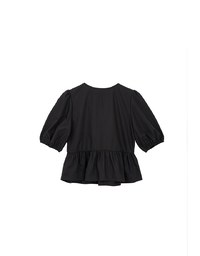 Puff Sleeve Bow Tie Peplum Hem Crop Top