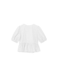 Puff Sleeve Bow Tie Peplum Hem Crop Top