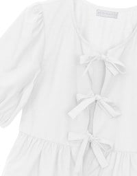 Puff Sleeve Bow Tie Peplum Hem Crop Top