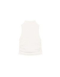Sheer Mock Neck Sleeveless Tank Top with Side Ruching