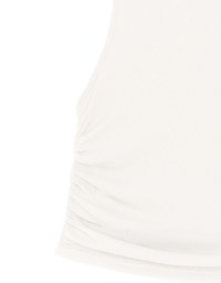 Sheer Mock Neck Sleeveless Tank Top with Side Ruching