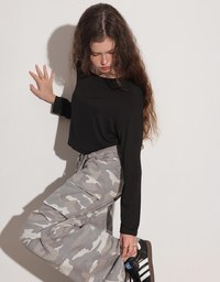 Basic Crew Neck Knit Fitted Long Sleeve Crop Top