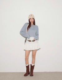 Basic Crew Neck Knit Fitted Long Sleeve Crop Top
