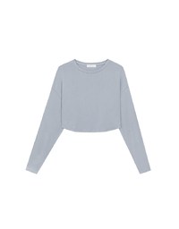Basic Crew Neck Knit Fitted Long Sleeve Crop Top
