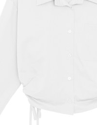 Side Drawstring Detail Collared Button Down Shirt Blouse