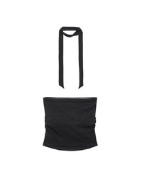 Ruched Side Crop Tube Bra Top with Thin Scarf Set