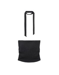 Ruched Side Crop Tube Bra Top with Thin Scarf Set