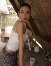 Ruched Side Crop Tube Bra Top with Thin Scarf Set