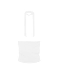 Ruched Side Crop Tube Bra Top with Thin Scarf Set