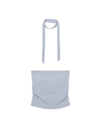 Ruched Side Crop Tube Bra Top with Thin Scarf Set