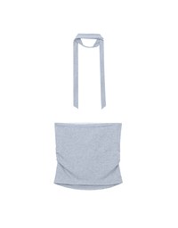 Ruched Side Crop Tube Bra Top with Thin Scarf Set
