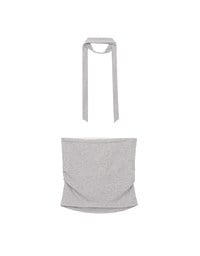 Ruched Side Crop Tube Bra Top with Thin Scarf Set