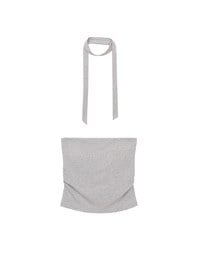 Ruched Side Crop Tube Bra Top with Thin Scarf Set